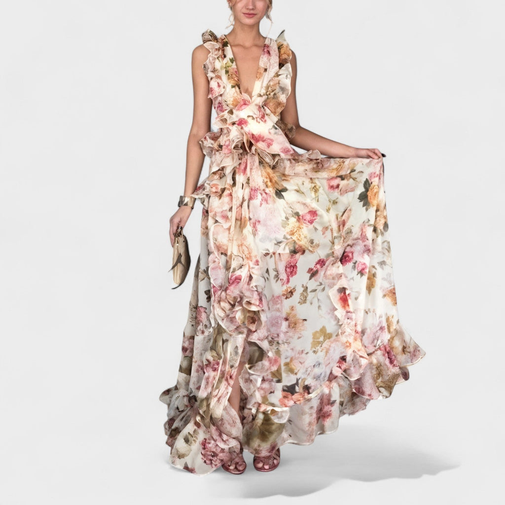 Isabela™ | Vestido largo con volantes florales