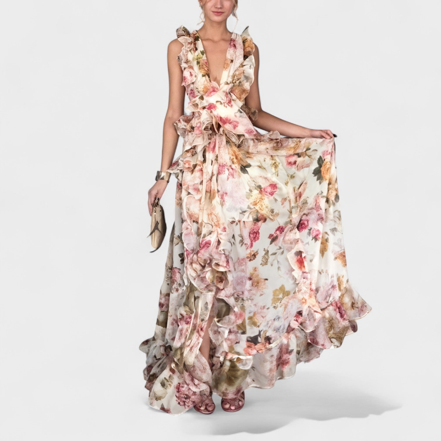 Isabela™ | Vestido largo con volantes florales