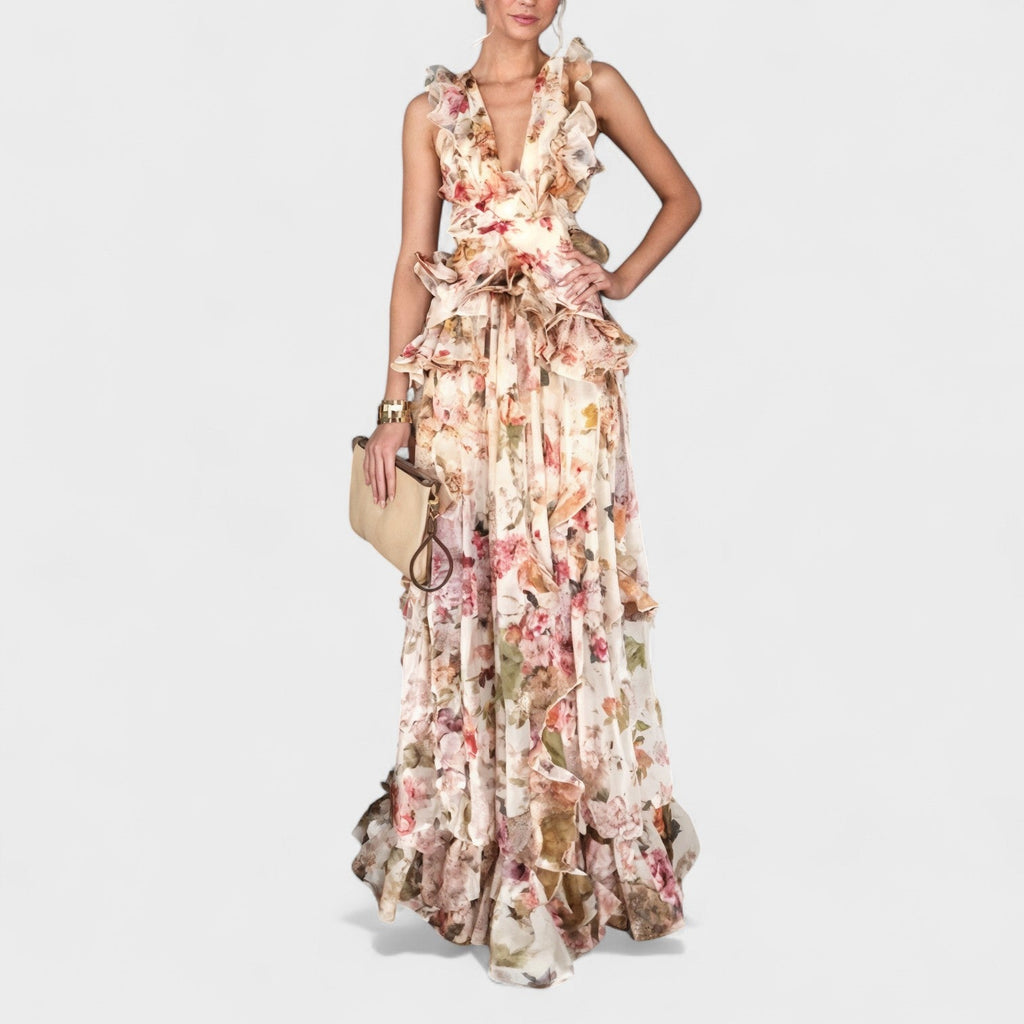 Isabela™ | Vestido largo con volantes florales