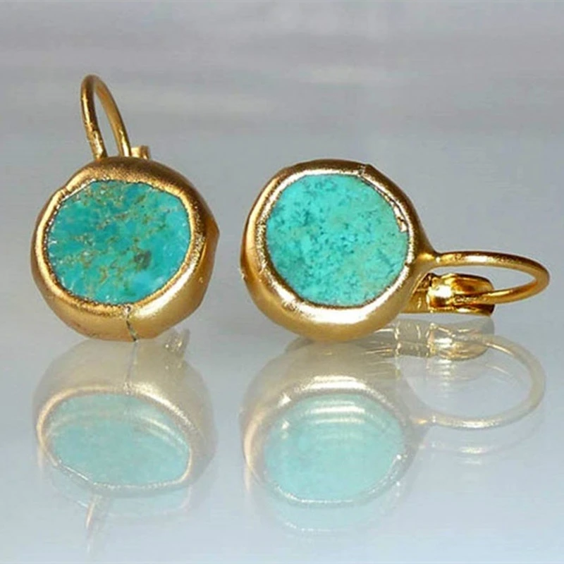 BrillosReales Pendientes Oro Turquesa Excepcional - Elegancia