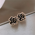 Pendientes Elegantes Negros Loto Oro - Joyas para Ocasiones