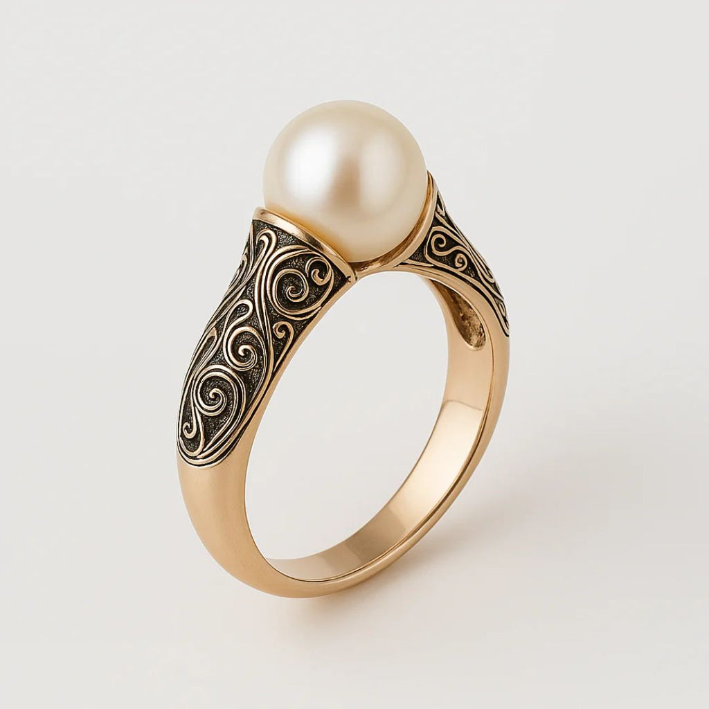 Meridia™ | Anillo Vintage Elegante de Perla Natural
