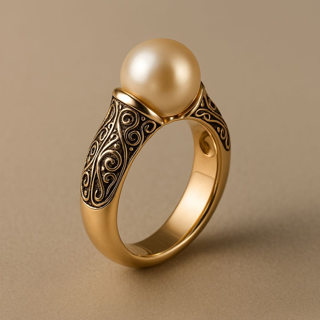 Meridia™ | Anillo Vintage Elegante de Perla Natural