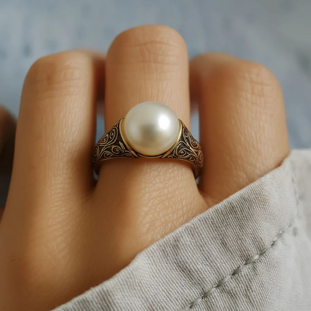 Meridia™ | Anillo Vintage Elegante de Perla Natural