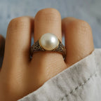 Meridia™ | Anillo Vintage Elegante de Perla Natural