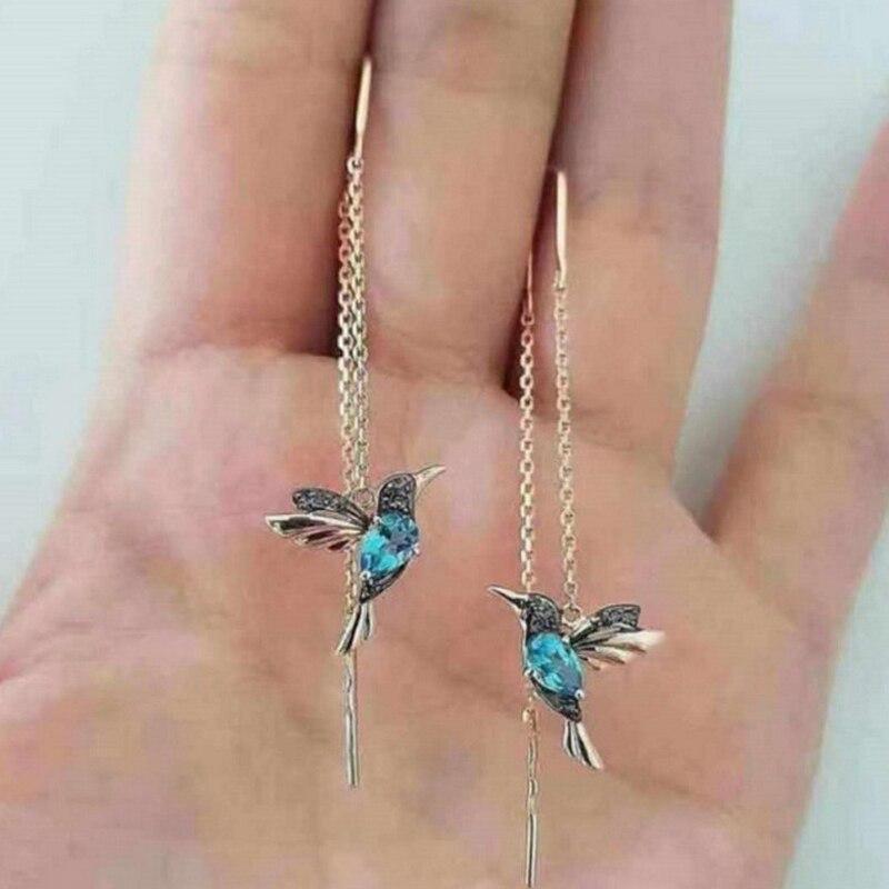 Ailes de Colibri Brincos Elegantes - Esmalte y Cristales