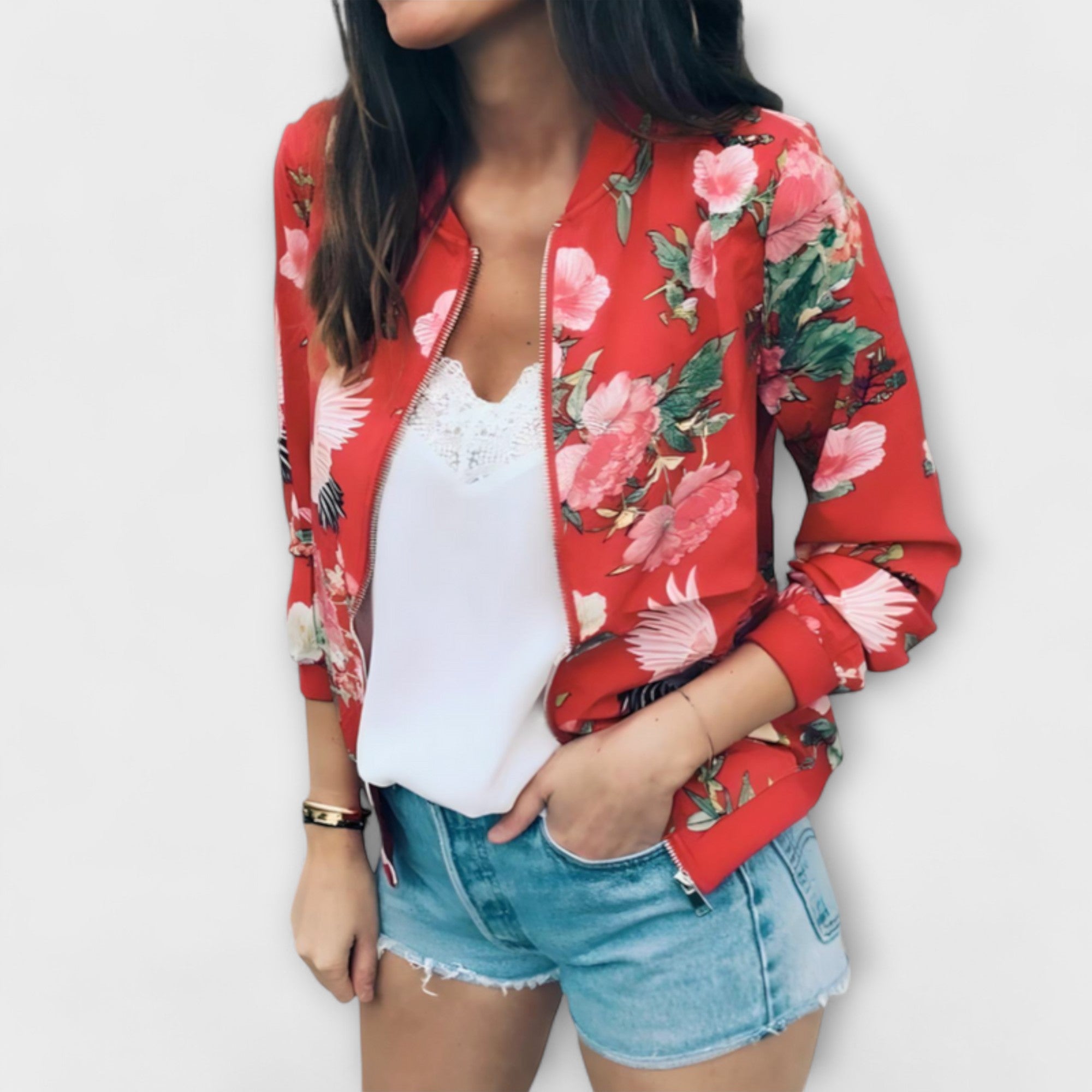 Andreia - Chaqueta bomber elegante con estampado floral