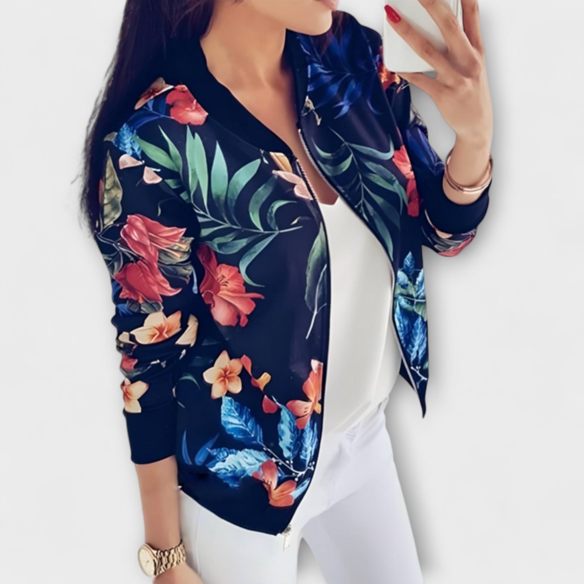 Andreia - Chaqueta bomber elegante con estampado floral