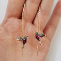 Ailes de Colibri Brincos Elegantes - Esmalte y Cristales