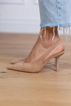 Marlena™ | Zapatos de tacón tipo slingback nude con un tacón fino