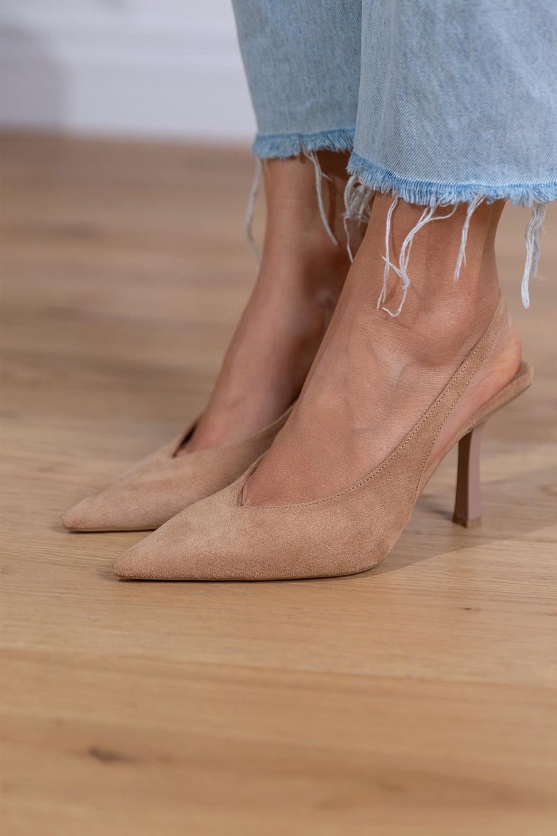 Marlena™ | Zapatos de tacón tipo slingback nude con un tacón fino