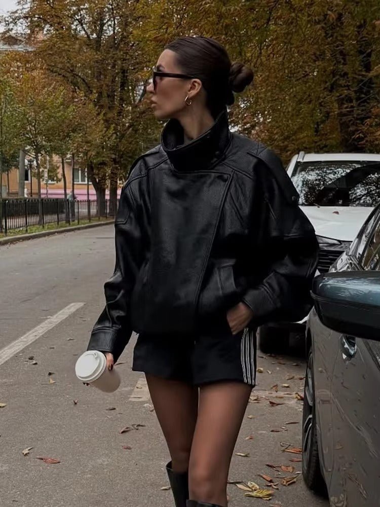 CARLA™ | Abrigo de Piel Asimétrico Femenino