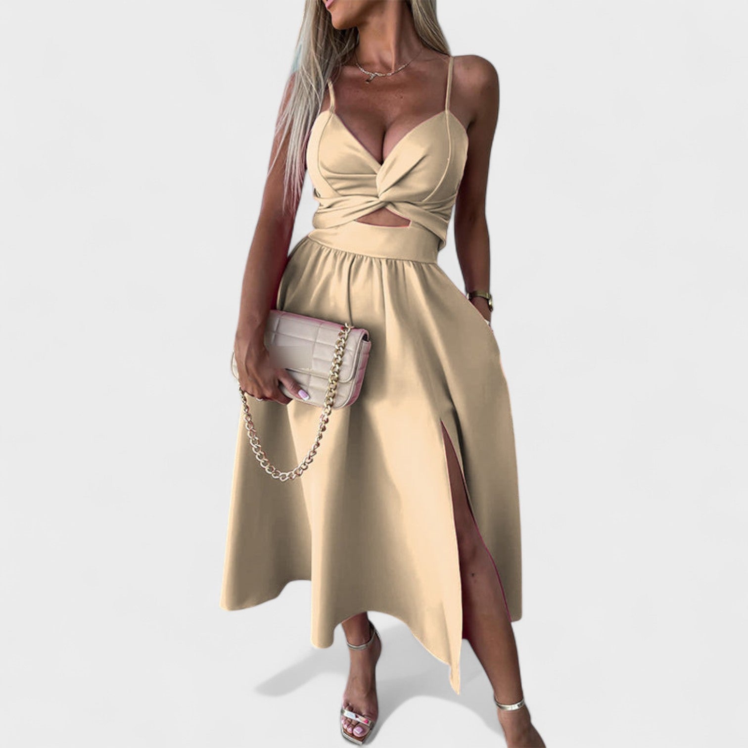 Cielo Divino™ | Vestido Midi con Abertura Frontal