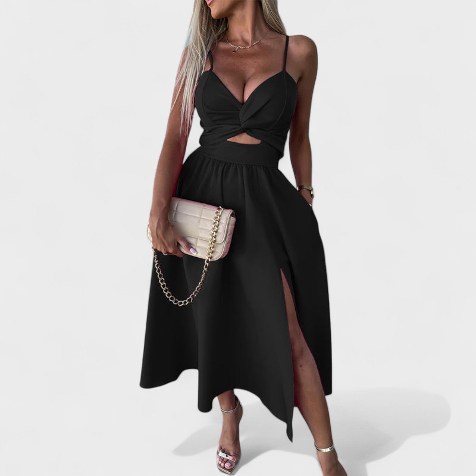 Cielo Divino™ | Vestido Midi con Abertura Frontal